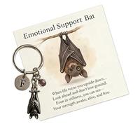 Emotional Bat Inspirational Keychain, Gothic Bat Keyring Pendant, Comes with an Inspirationals Poem Card, for Backpack, Car Keys, Classroom Prizes, Purses, for Friends, Family and Elders