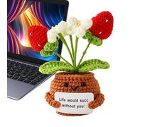 Emotional Comfort Plush - Positive Crochet Flower Plush, Crochet Emotional Comfort | Flower Stuffed Animal For Family Members, Classmates, Close Friends, Desks, Ideal Present For Family Members