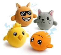 Emotional Companions Toy for Small Dogs: 4-Pack Squeaky Plush Puppy Toys with Soft Carrying Pad - Cute Cartoon Animal Interactive Toys for Emotional Comfort, Cuddles, and Gifting
