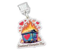 Emotional Dumpster Fire Charms for Kindle for Phone, Dust Plug Charm 1.5 Inches Mental Health Emotional Chaos Overwhelmed Meme Lightning/Type C Charging Port Acrylic Material Accessories for E-Reader