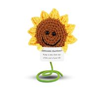 Emotional Encouraging Support Pickle,Funny Encouraging Pickle with Emotional Encouraging Card,Cute Knitted Crochet Dolls Soft Plush for Friend Gifts (Positive Sunflower)