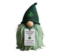 Emotional Encouraging Support Weed Gnome - Your Little Cannabis Companion, Funny Mini Gnome Figurine with Weed Leaf Beanie and Motivational Tag, Novelty Desk Decor (A)
