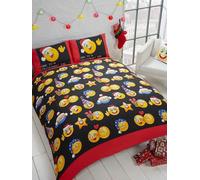 Rapport Single Quilt Duvet Cover and Pillowcase Bed Set, 2 pieces, Festive Xmas Social Media Icons, Polyester-Cotton, Multi-Colour, 12397677