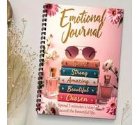 Emotional Journal Diary with Gratitude Prompts, Pink and Gold Design, Daily Mindfulness Planner with Mood Tracker, 5-Minute Self-Care Notebook