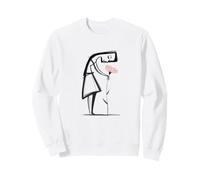 Emotional Minimal Line Art Woman With Flower Sweatshirt