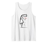 Emotional Minimal Line Art Woman with Flower Tank Top