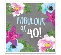 Emotional Rescue 40th Birthday Card For Her, Fabulous at 40" Age 40 Birthday Card Friend, Grey & Pink