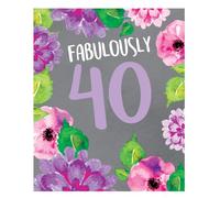 Emotional Rescue Text: Fabulously 40 on floral background.