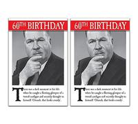 Emotional Rescue 60th Birthday, Greetings Card, Funny Birthday Card For Him,Black & White (Pack of 2)