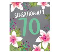 Emotional Rescue Female Age 70 Milestone Birthday Card - 70th - Sensationally 70 - Tropical Flower Border - Eco-Friendly and Recyclable