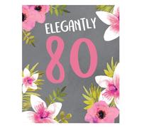 Emotional Rescue Female Age 80 Milestone Birthday Card - 80th - Elegantly 80 - Tropical Flower Border - Eco-Friendly and Recyclable