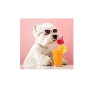 Emotional Rescue Birthday Card for Friend, Dog Drinking Through a Straw, Female Birthday Card Friend, Pink
