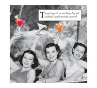 Emotional Rescue Birthday Card for Friend, Female Birthday Card Women in Swimsuits Drinking Cocktails, Black & White