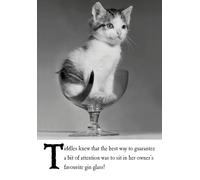Emotional Rescue Birthday Card for Her, Funny Birthday Card Friend Kitten in Gin Glass, Black & White