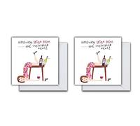 Emotional Rescue Birthday Card For Her, Funny Birthday Card, Yoga Birthday Card, Female Birthday Card, 163mmx163mm (Pack of 2)