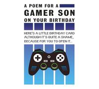 Emotional Rescue Birthday Card for Son, A Poem for a Gamer Son on Your Birthday, Blue & White