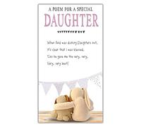 Emotional Rescue Blessed Greetings Daughter Birthday Card, "A Poem for a Special Daughter", White & Pink