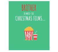 Emotional Rescue Christmas Card for Brother, Bro Xmas Card, 10 Must See Christmas Films... 18.4 x 15.4 cms, Multi-Coloured
