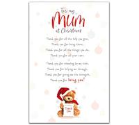 Emotional Rescue For My Mum at Christmas Card, Xmas Card Mum, Thank You, Red & White, 9 x 6 inches