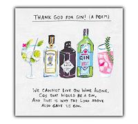Emotional Rescue Funny Birthday Card For Her, Friend Birthday Card, Thank God for Gin! (A POEM), Multi-Coloured