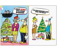 Emotional Rescue Funny & Rude Christmas Cards Multi-pack, 10 Funny Christmas Cards, 2 Different Designs, Assorted