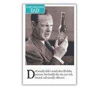 Emotional Rescue Jokey Birthday Card for Dad, Dad Amusing Greetings Card "Frankly this was Just Sick!", Black & White