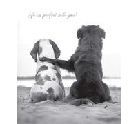 Emotional Rescue Our Anniversary Card, Anniversary Card Wife, Husband, Partner, Life is Perfect With You!, Dogs on Beach. Black & White