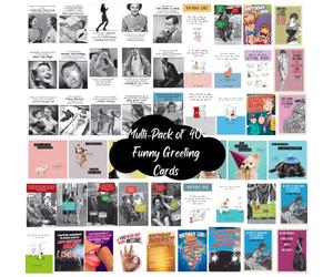 Emotional Rescue Pack 40 Birthday Cards | Random Designs | Assortment | Funny & Rude Cards | Multipack | Recyclable | Made in the UK
