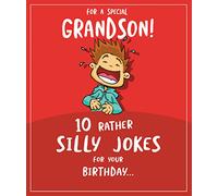Emotional Rescue Special Grandson Birthday Card, 10 Rather Silly Jokes, Greetings for Grandson, Red