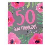 Emotional Rescue Text: 50 and Fabulous on floral background.