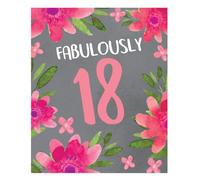 Emotional Rescue Text: Fabulously 18 on floral background