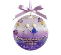 Emotional Sea Glass Christmas Ornament, Hand Blown Glass Friendship Keepsake, Meaningful Holiday Decor for Family Bonds (A)