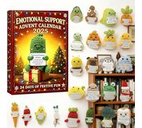 Emotional Support Advent Calendar 2025, 24-Day Christmas Countdown with 24 2D Acrylic Ornaments, Crochet-Style Comfort Characters, Daily Surprise Gift for Adults & Kids, Reusable Keepsake Box (1)