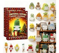 Emotional Support Advent Calendar 2025, 24-Day Christmas Countdown with 24 2D Acrylic Ornaments, Crochet-Style Comfort Characters, Daily Surprise Gift for Adults & Kids, Reusable Keepsake Box (2)