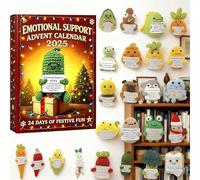 Emotional Support Advent Calendar 2025 - 24-Day Christmas Countdown with 24 Acrylic Ornaments, Crochet-Style Characters, Stress-Relief Companion Set, Holiday Décor for Adults