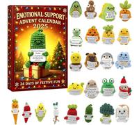 Emotional Support Advent Calendar 2025, 24 Days Countdown 2D Acrylic Animal & Food Ornaments, Mindful Christmas Calendar for Adults, Teens, Family & Friends