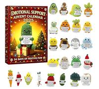 Emotional Support Advent Calendars 2025, 24 Days Christmas Countdown Calendar with 24 Unique Positive Crochet Emotional Animals, Perfect Heartwarming Gift for Family & Friends