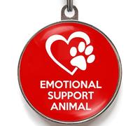 Emotional Support Animal Tag - Add Emergency Info to Back - Medical Style ID Badge with Heart & Paw - Custom Support Pet Disc - 2 Sizes