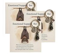 Emotional Support Bat Inspirational Keychain, Metal Bat Pendant with Encouragement Verse Card Gift for Friends (3)