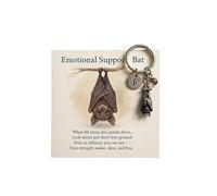 Emotional Support Bat Inspirational Keychain, Metal Bat Pendant with Motivational Verse Card, With Spiritual Comfort, Anxiety Relief, for Friends, Family and Elders (1)
