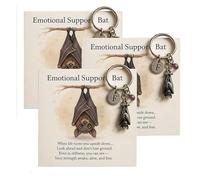 Emotional Support Bat Inspirational Keychain,Metal Bat Pendant with urple Crystal & Motivational Verse Card Gift for Friends,Bats Key Ring for Backpack,Car Keys, Purses, Anxiety Relief Gift (3PC)