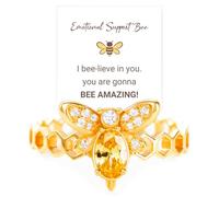 Emotional Support Bee Ring, Adjustable 18K Gold Plated Cute Inspirational Bee Ring, Delicate Faveolate Self-Love Jewelry for Women, You Are Gonna Bee Amazing