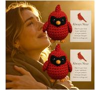 Emotional Support Cardinal Handmade Comfort Companion, Soft Plush Red Bird Keepsake Gift for Loss Sympathy, Pocket Hug Memorial Gift for Women Men, for Grief Healing Remembrance Decor (2 * B)