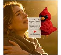 Emotional Support Cardinal Handmade Comfort Companion, Soft Plush Red Bird Keepsake Gift for Loss Sympathy, Pocket Hug Memorial Gift for Women Men, for Grief Healing Remembrance Decor (1 * A)