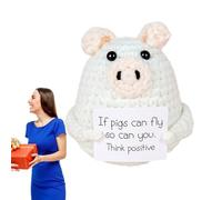Emotional Support Crochet Animal, Positive Crochet Animal,Inspirational Knitting Toy with Affirmation Card - Handmade Novelty Animal for Adult Men Teens Men,