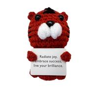 Emotional Support Crochet Animals | Crochet Doll Decor | Small Panda Bunny Tiger Bear Plush Knitted Doll, Cute With Positive Card -For Friends