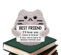 Emotional Support Crochet Cat, Positive Crochet Animals Cat | Little Memories Handmade Knitted Positive Cat with Message | Funny Crochet Kitty Animals for Employees, Friends, Mothers