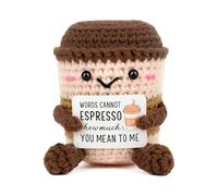 Emotional Support Crochet Coffee Cup, Funny Espresso Gift for Coffee Lovers | Pocket-Sized Comfort Keepsake, Handmade Yarn Character, Positive Message Design, Mini Desk Ornament