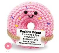 Emotional Support Crochet Donut, Emotional Support Gift with Inspirational Card Crochet Donut Positive Gifts Funny Handmade Toy for Girls Women Birthday Graduation Motivational Presents Animal Doll