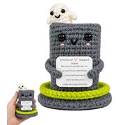 Emotional Support Crochet Ghost Gravestone, Cute Tombstone Desk Decor with positive Card, Sympathy Bereavement Gift, Thinking of You Keepsake, For Friends